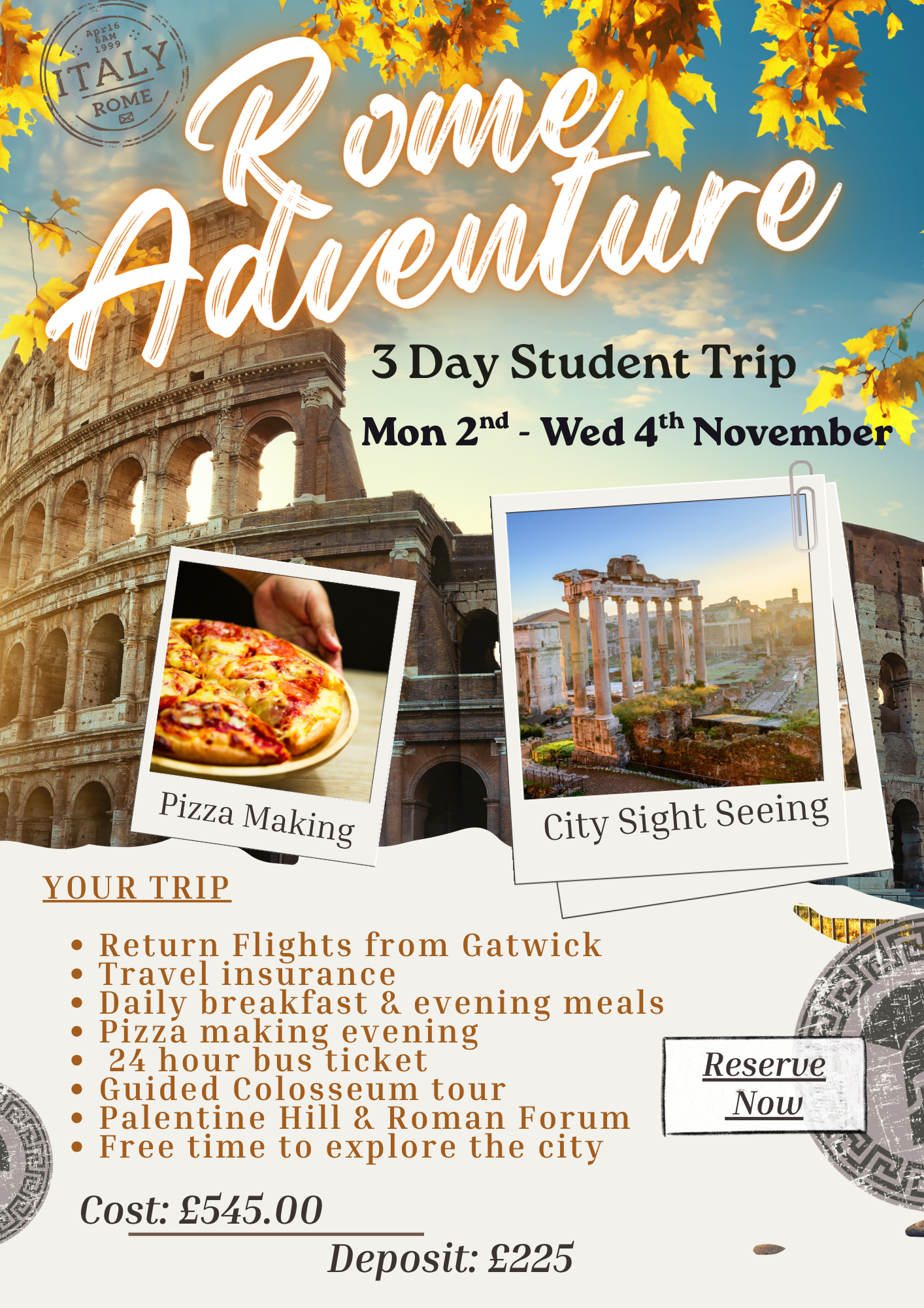PD Trip; Rome, Italy 3 Days Nov 2026